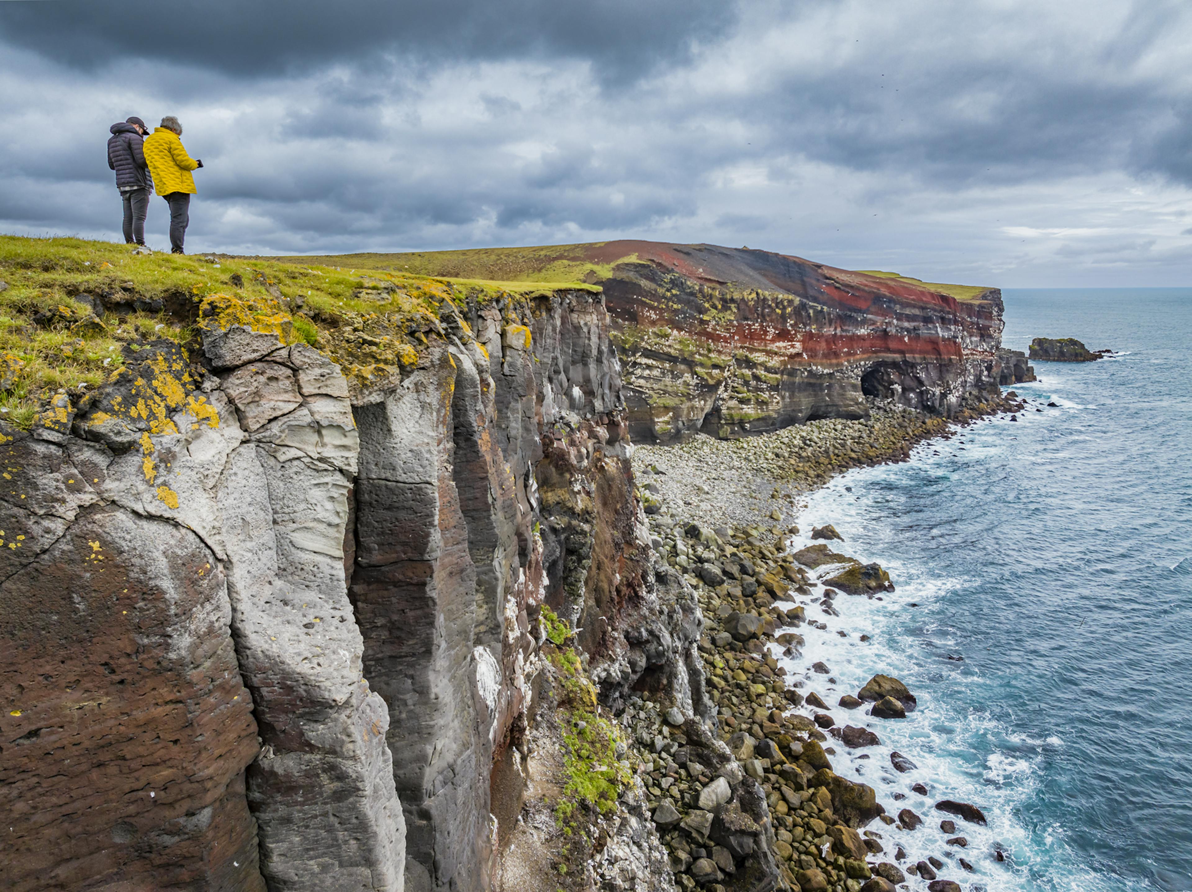 Tourists near the cliffs in Krýsuvík