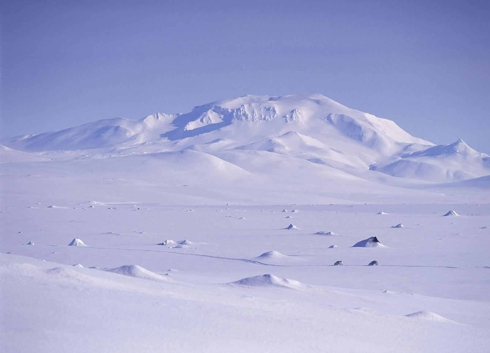 Snow covered Snæfell mountain in Iceland