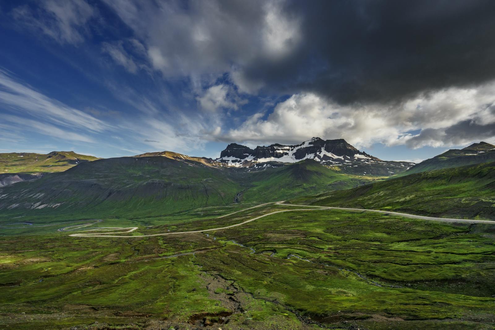 Dyrfjöll mountain range in the summer