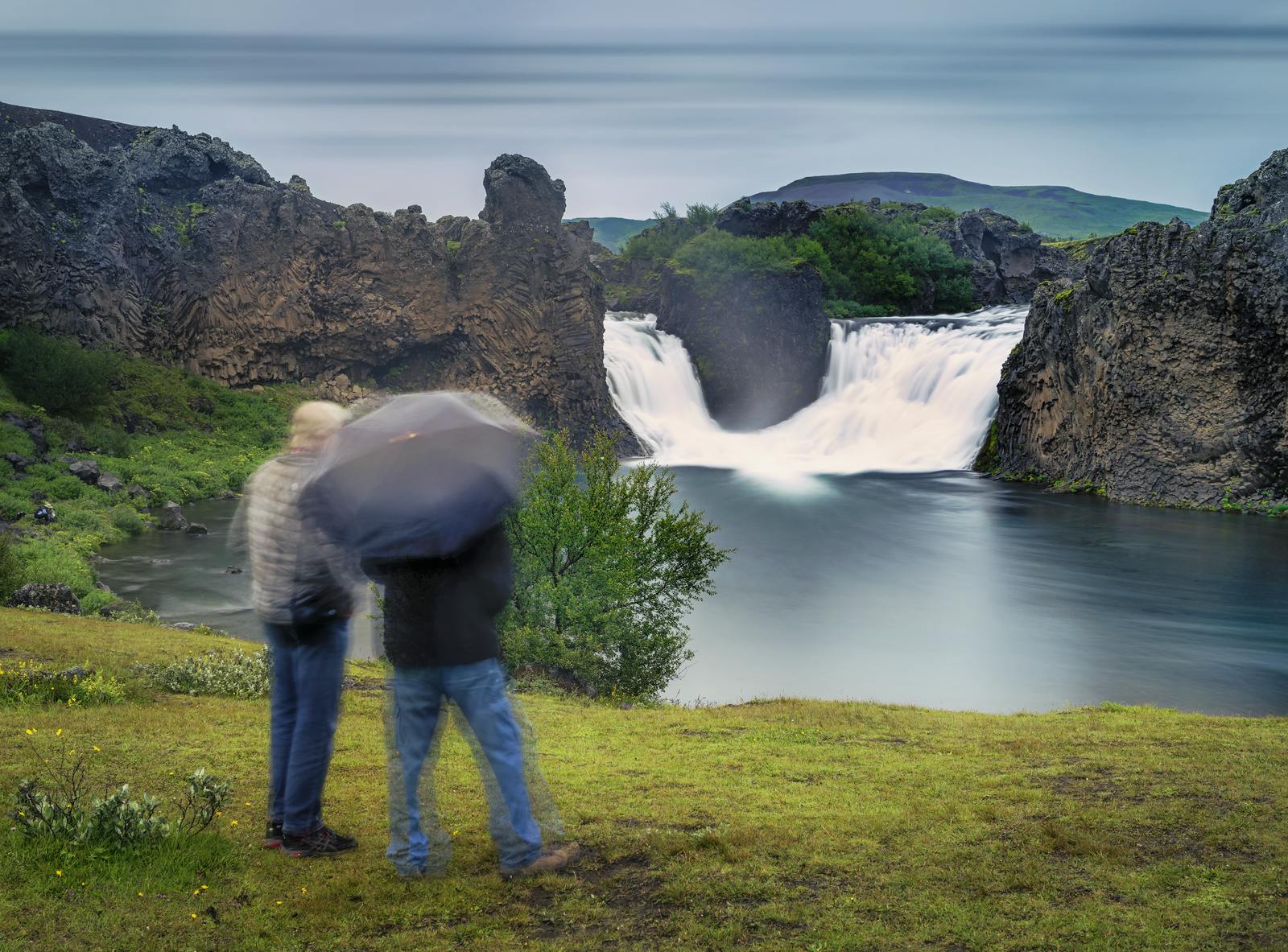 Hjálparfoss in Iceland in summer time