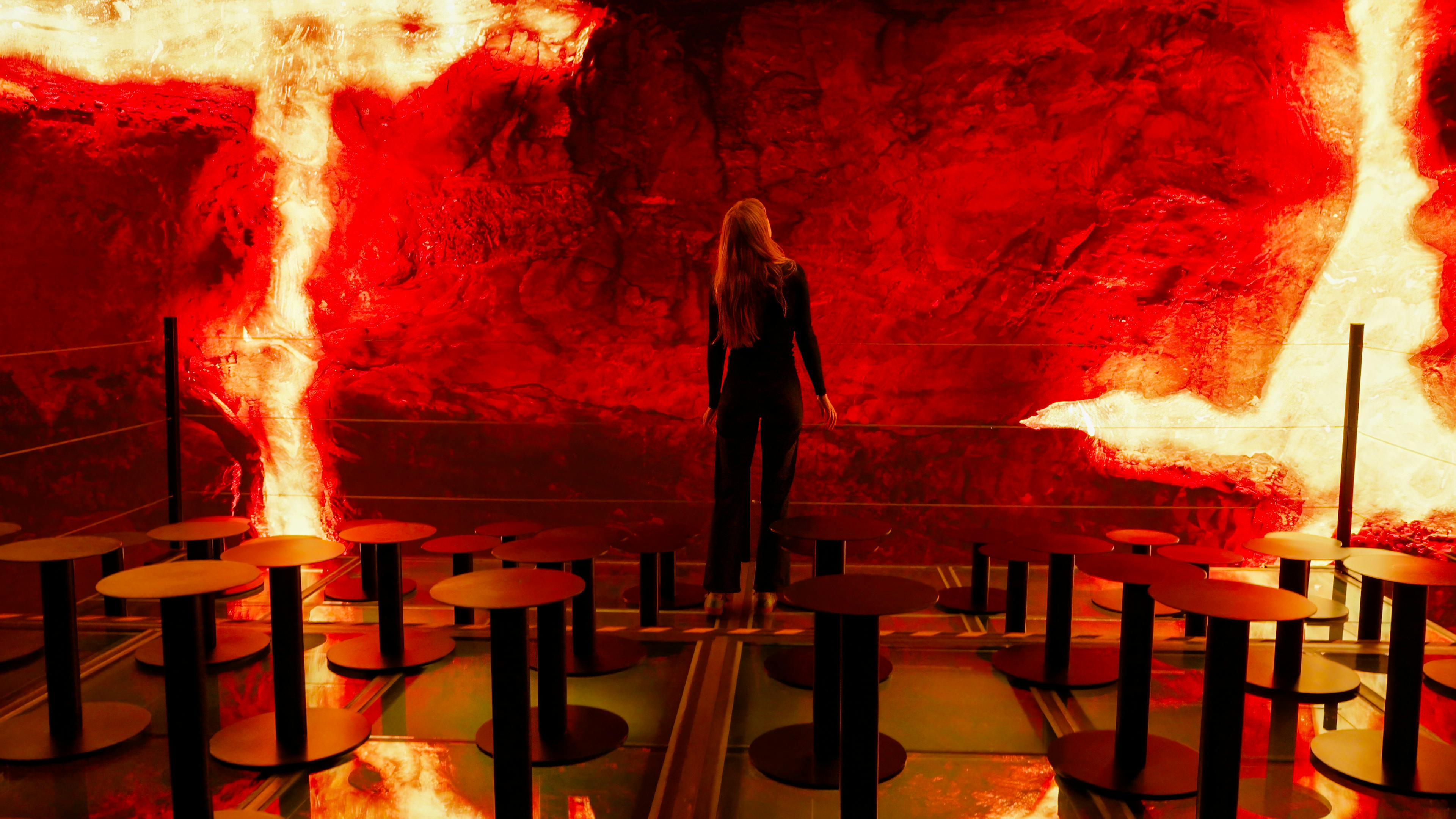 woman in the into the volcano experince reykjavik