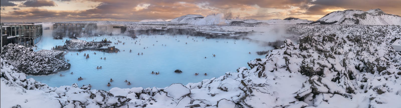 Blue lagoon in winter