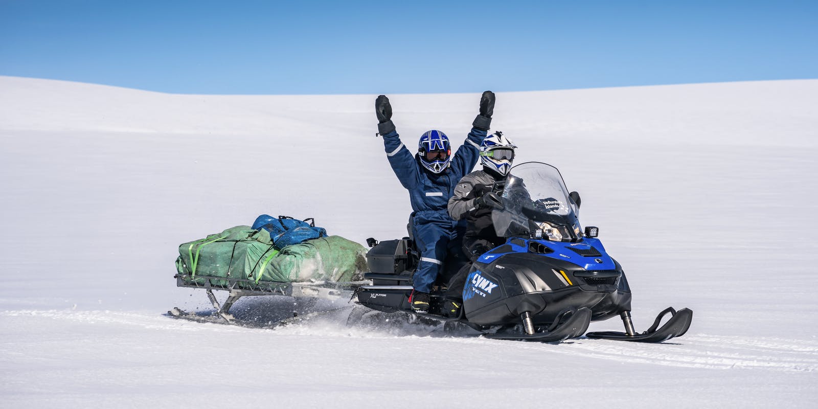 Snowmobile trip on a glacier