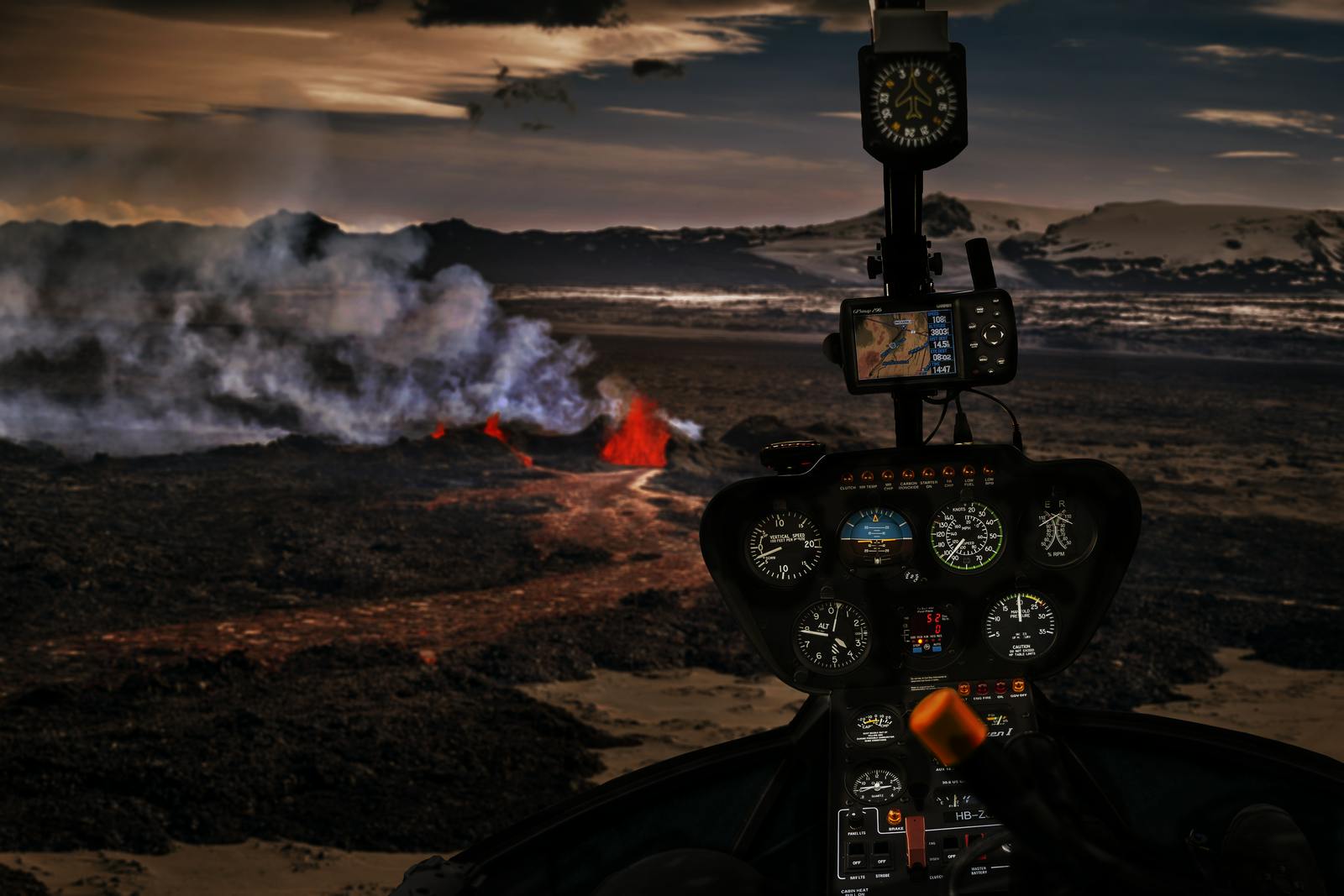 Helicopter ride to volcano