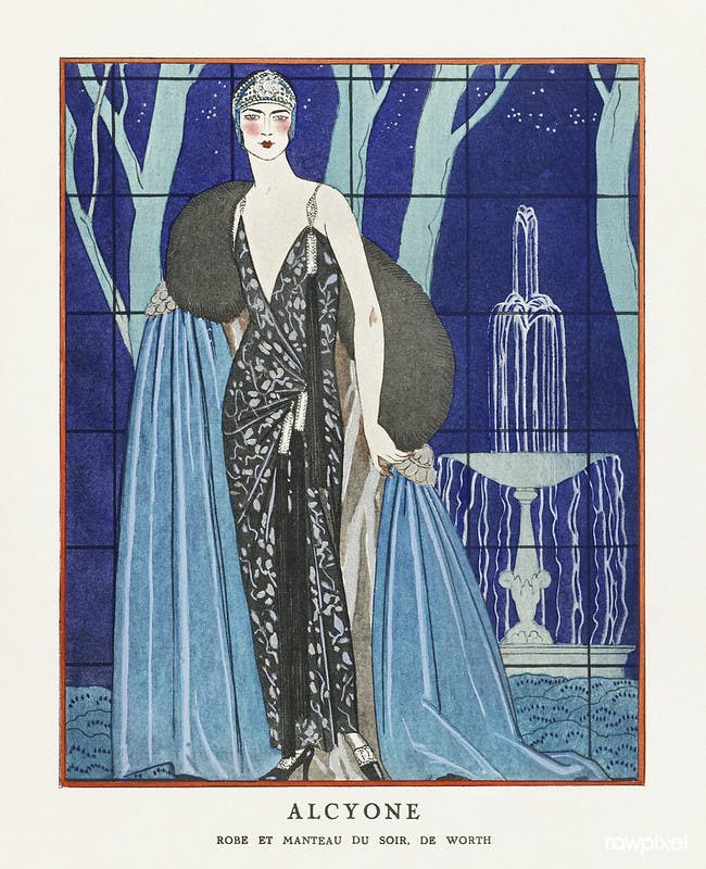 George Barbier (1923) Alcyone / Robe et manteau du soir 