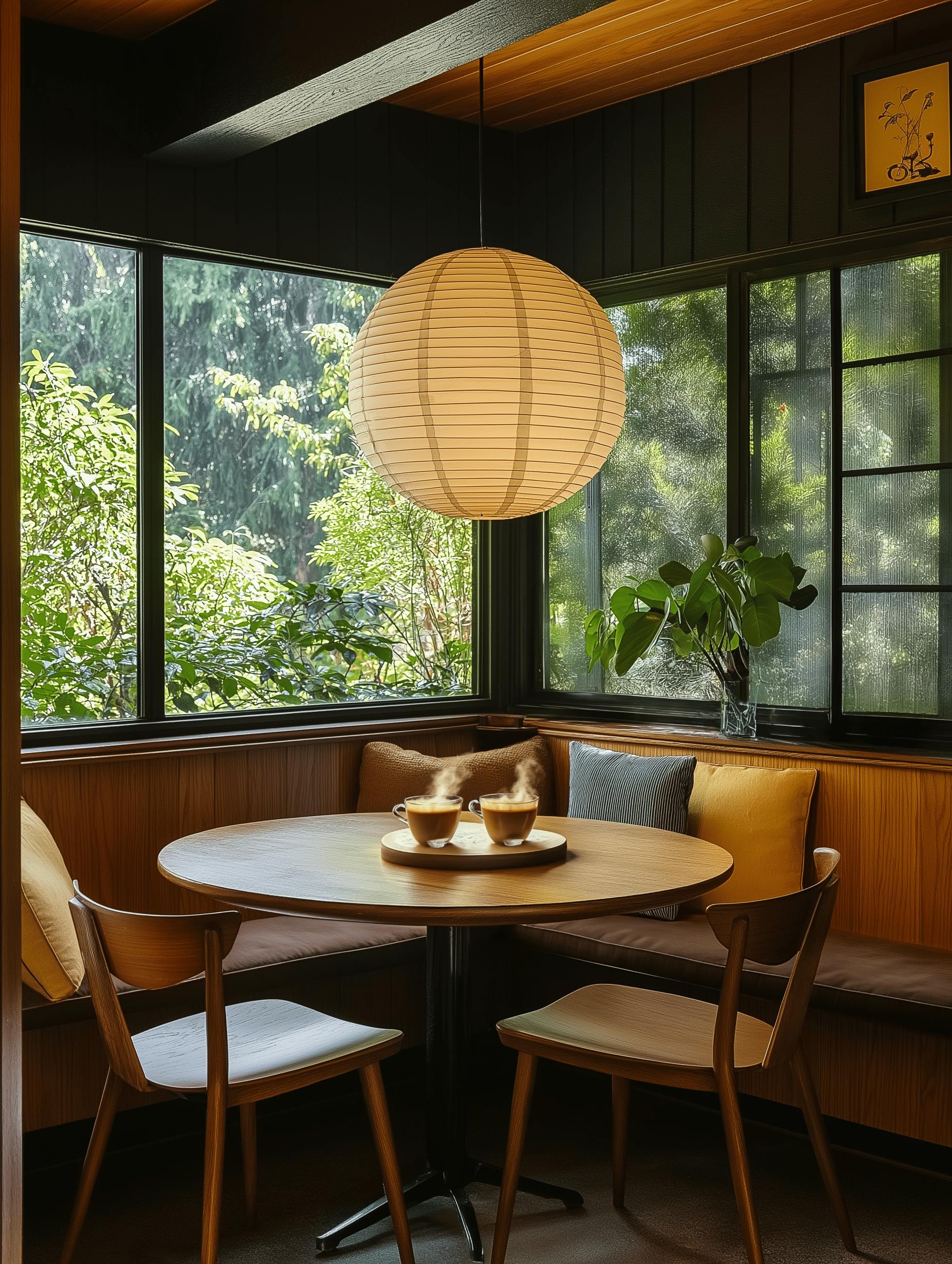 A mid-century modern breakfast nook – the perfect place for your morning cup!