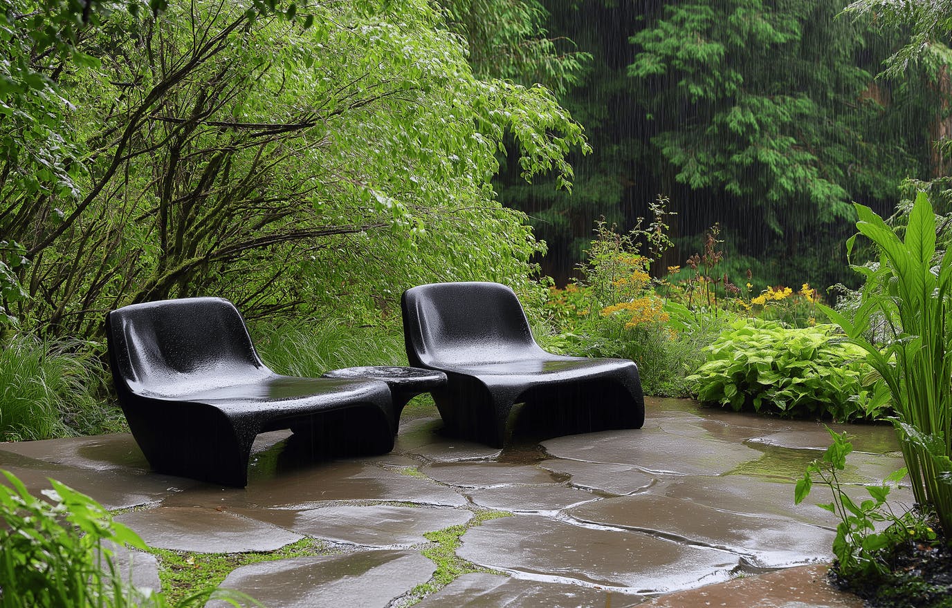 Backyard with seating and native plants
