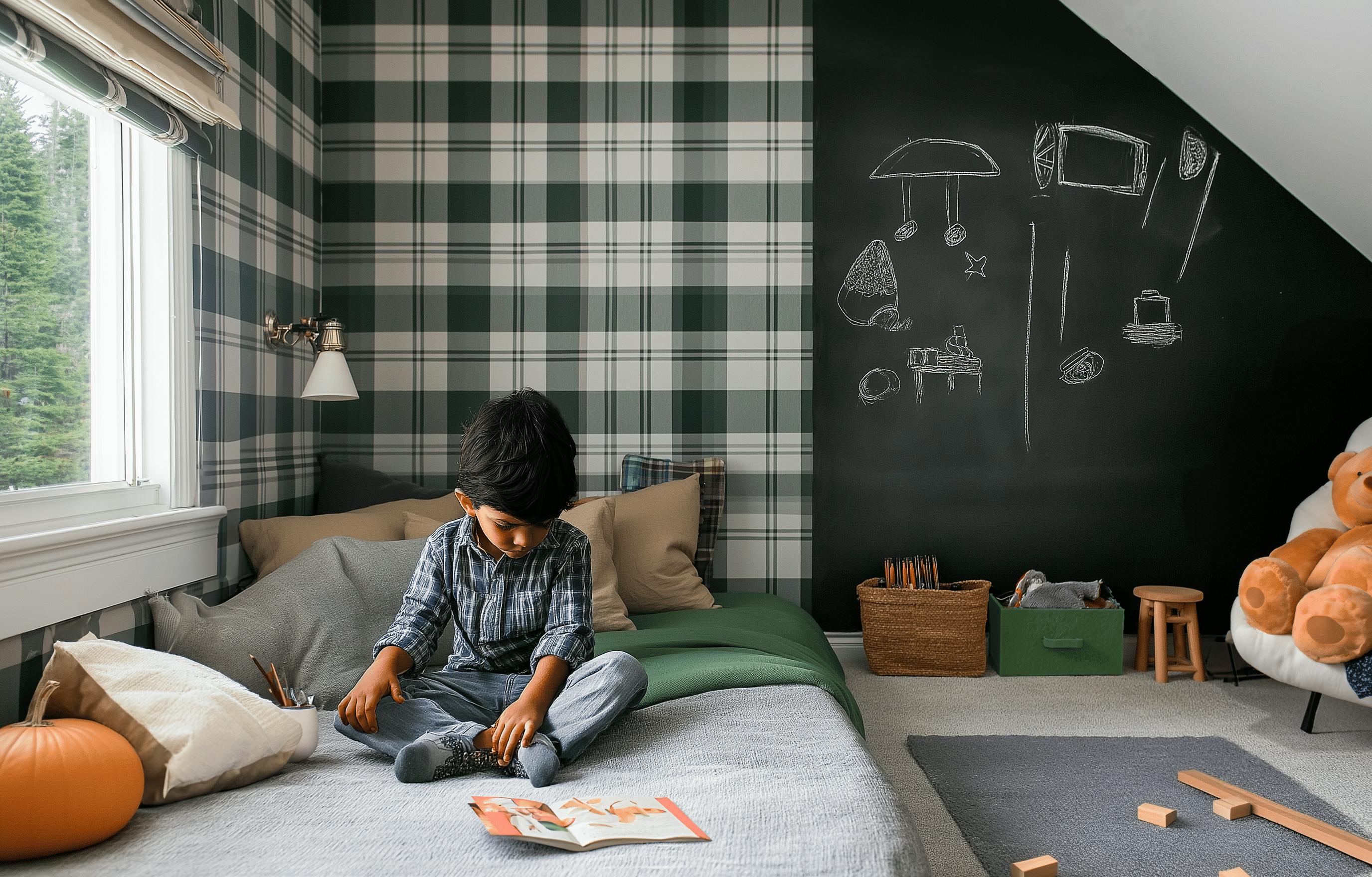 Reading Nook in a Little Boy's Room by Persimmon Design in Seattle