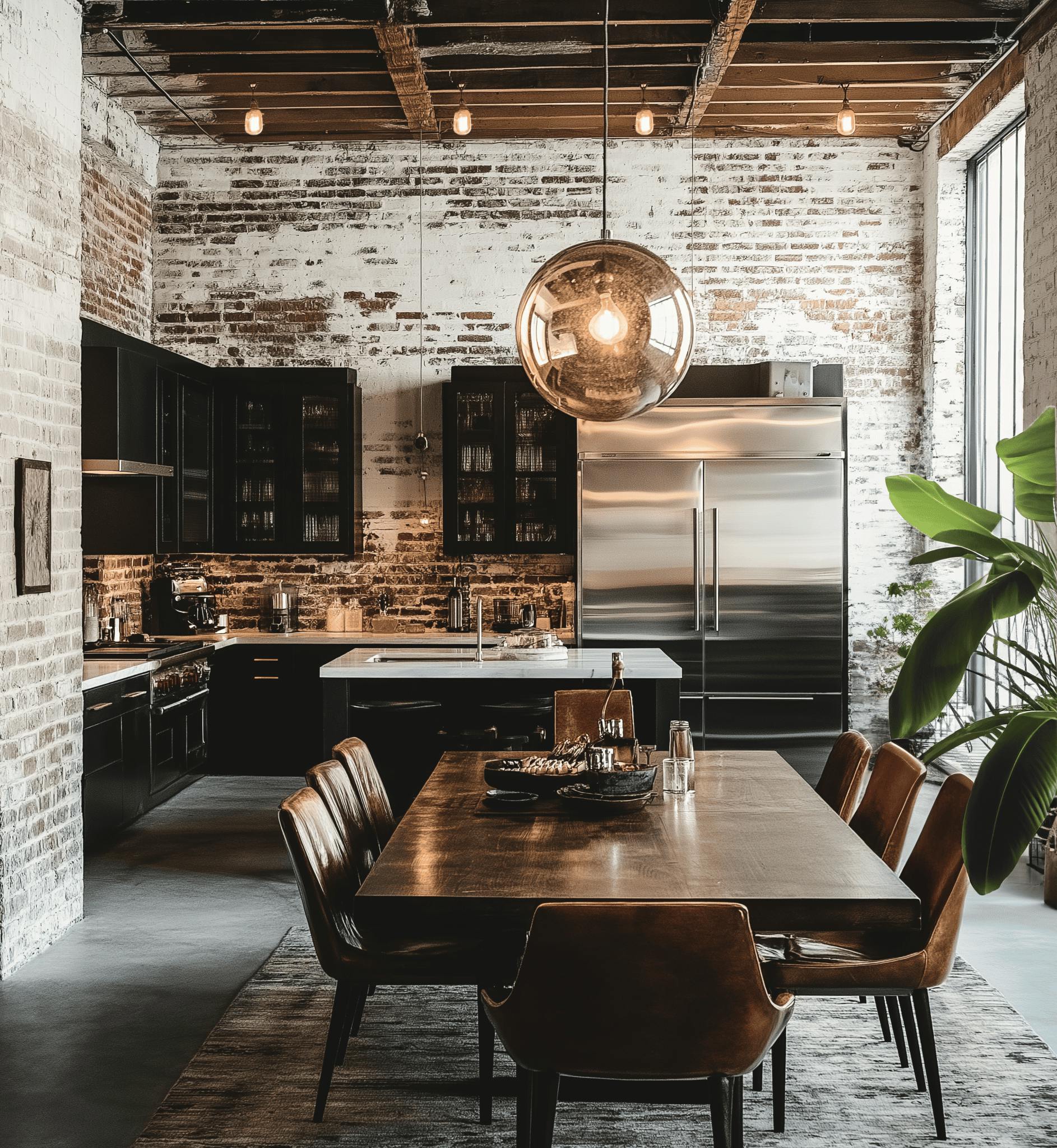 An urban space with polish—Industrial Luxe, beautifully balanced.