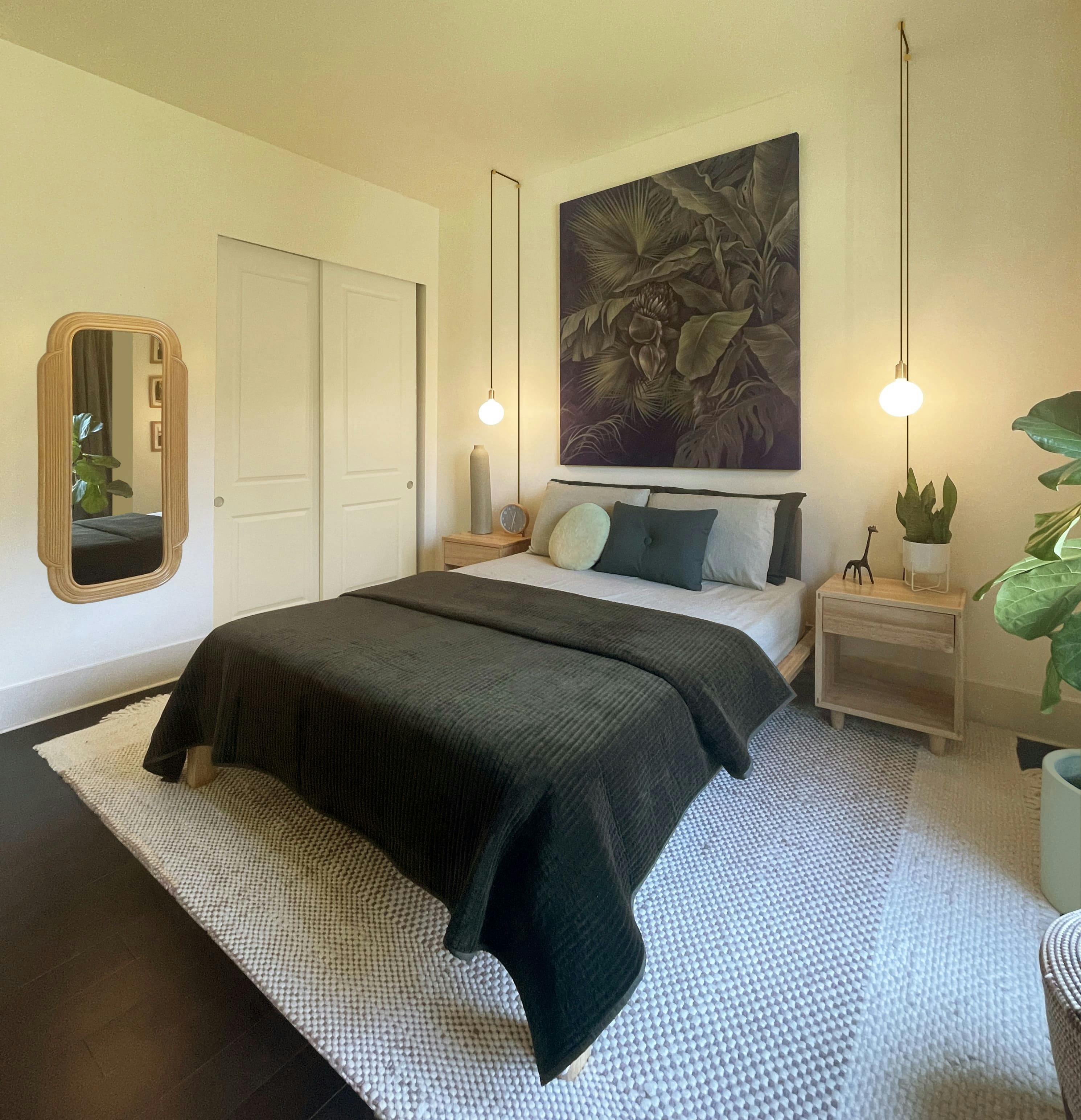 Wrapped in hushed tones and botanical calm, this Persimmon Design bedroom invites deep rest and quiet reconnection through texture, softness, and serene intention.