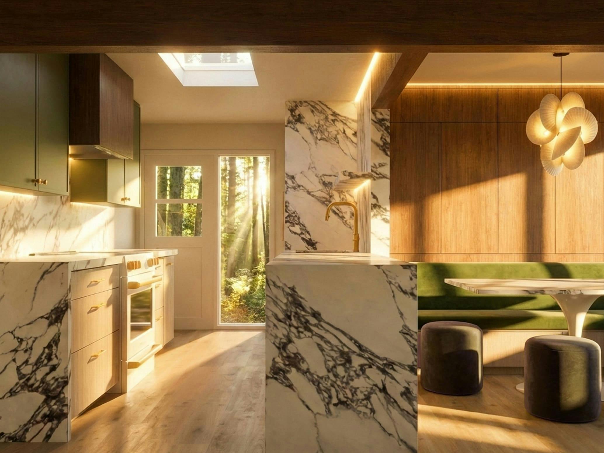 Relocating the refrigerator to a corner opened up an uninterrupted stretch of counter space near the stove and improved sightlines—so the kitchen feels more connected and visible from the family room.