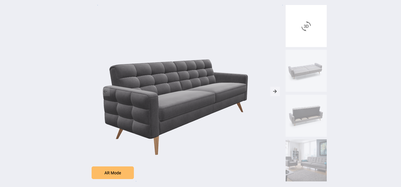 Slideshow displaying a 3D model of a sofa