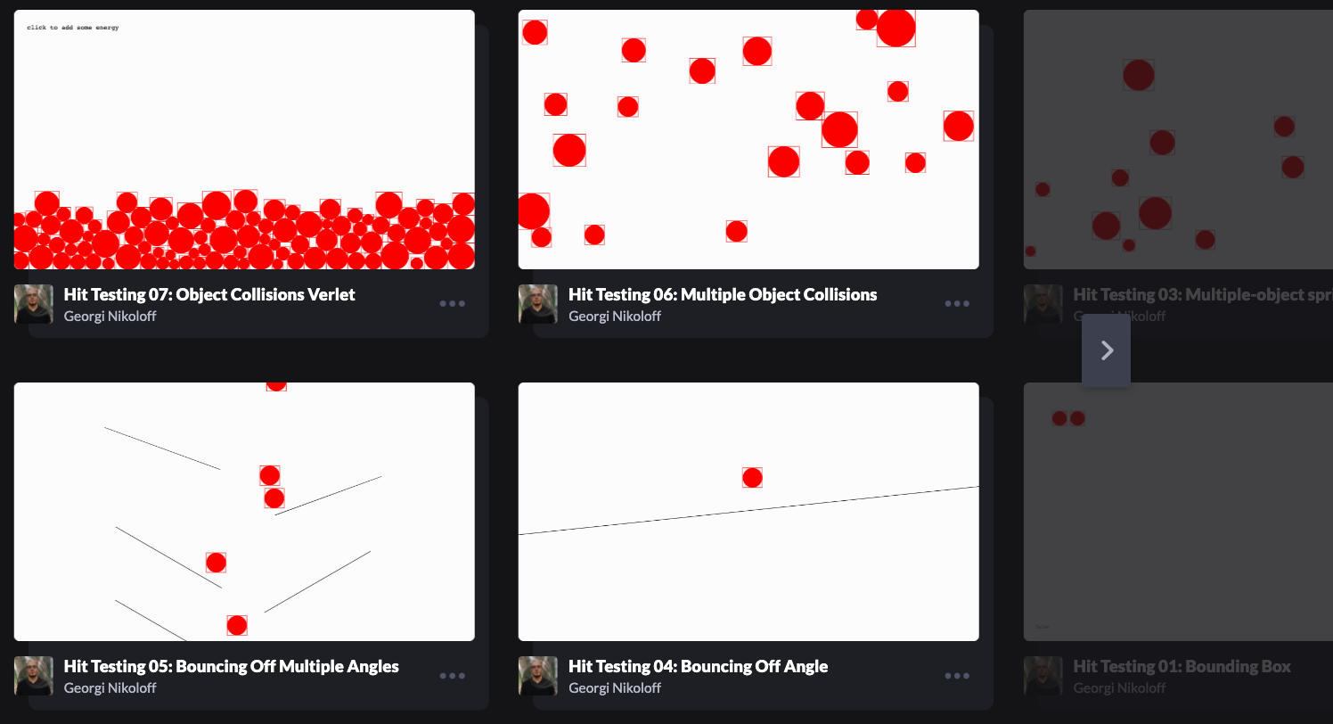 Codepen Physics collection shot