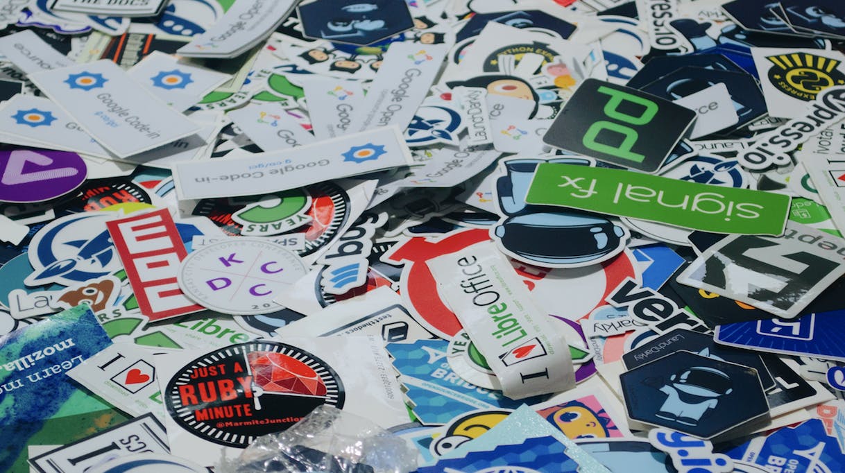 a lot of stickers of the latest tech