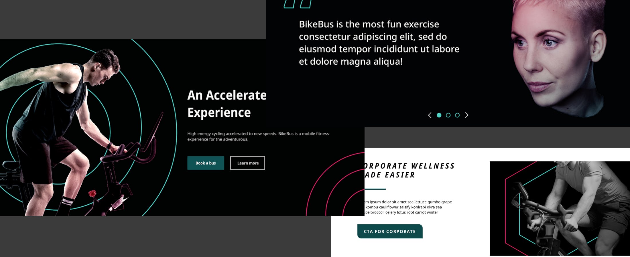 Screenshots of potential hero options on a grey background