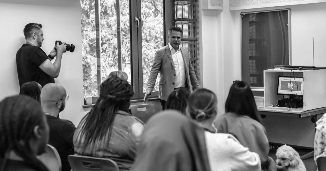 Nicholas McKie conducting a training session