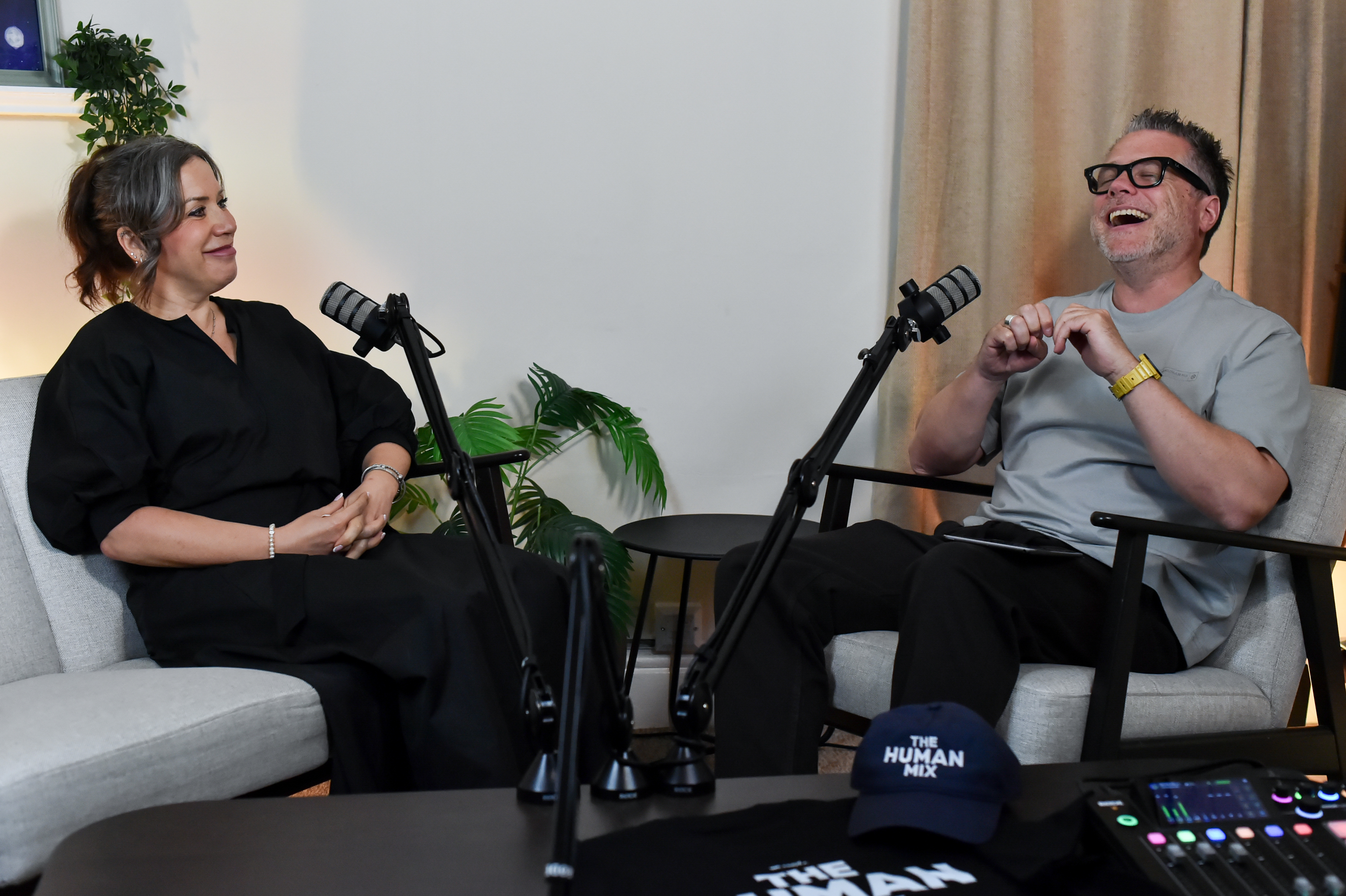 Nicholas and Lydia doing the Human Mix Podcast