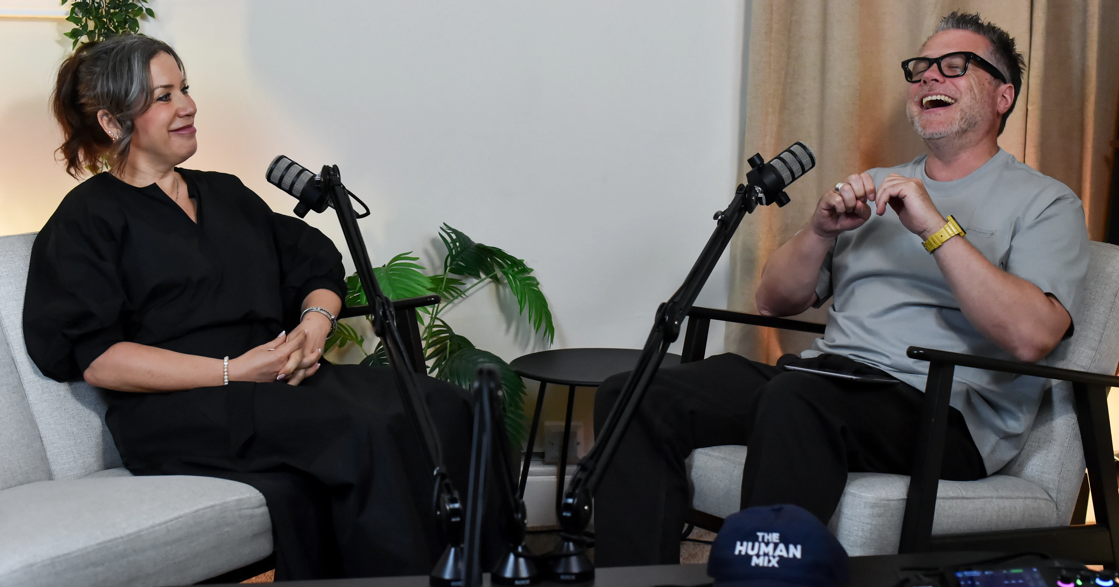Nicholas and Lydia doing the Human Mix Podcast