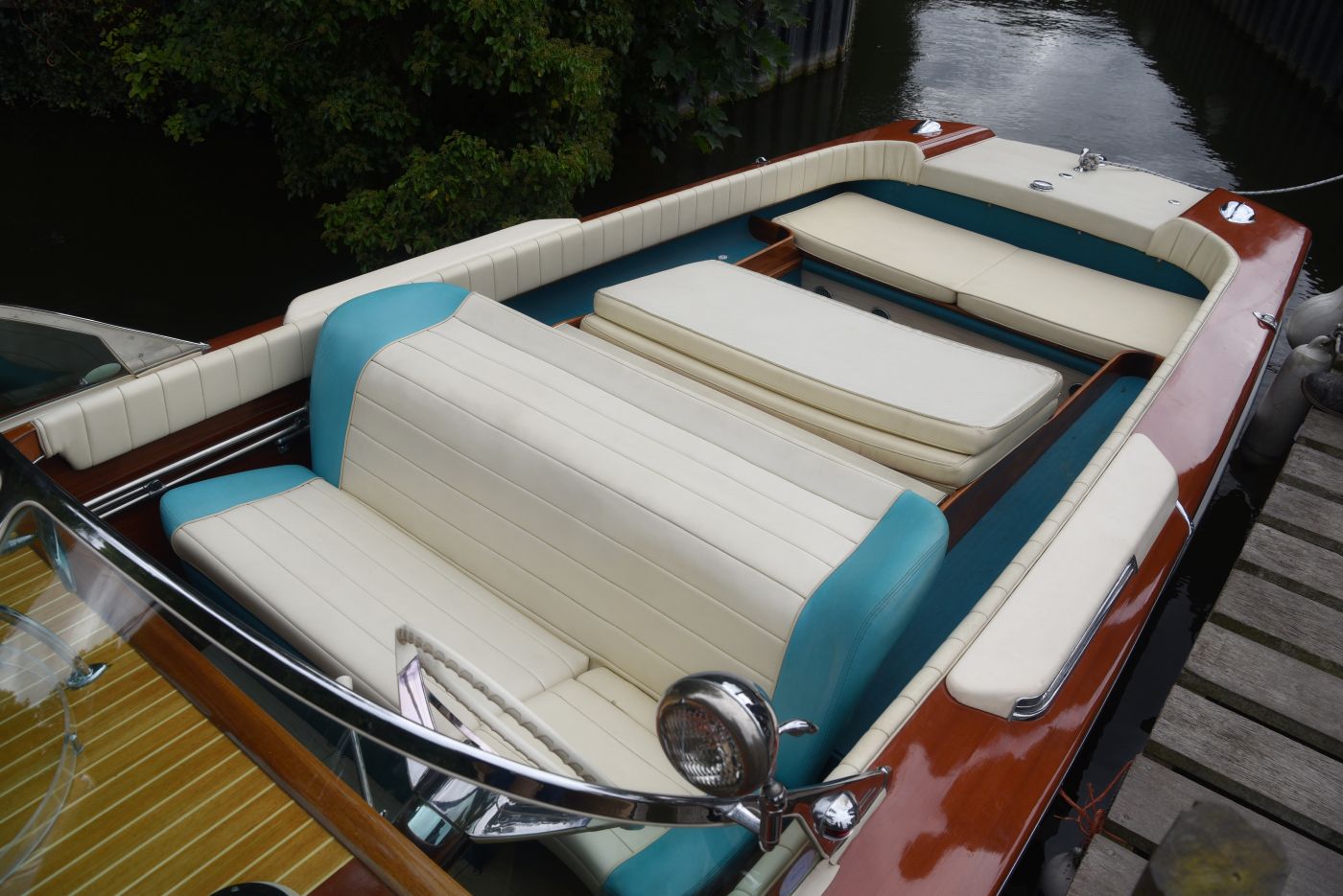 Riva Olympic for sale, cockpit view looking aft