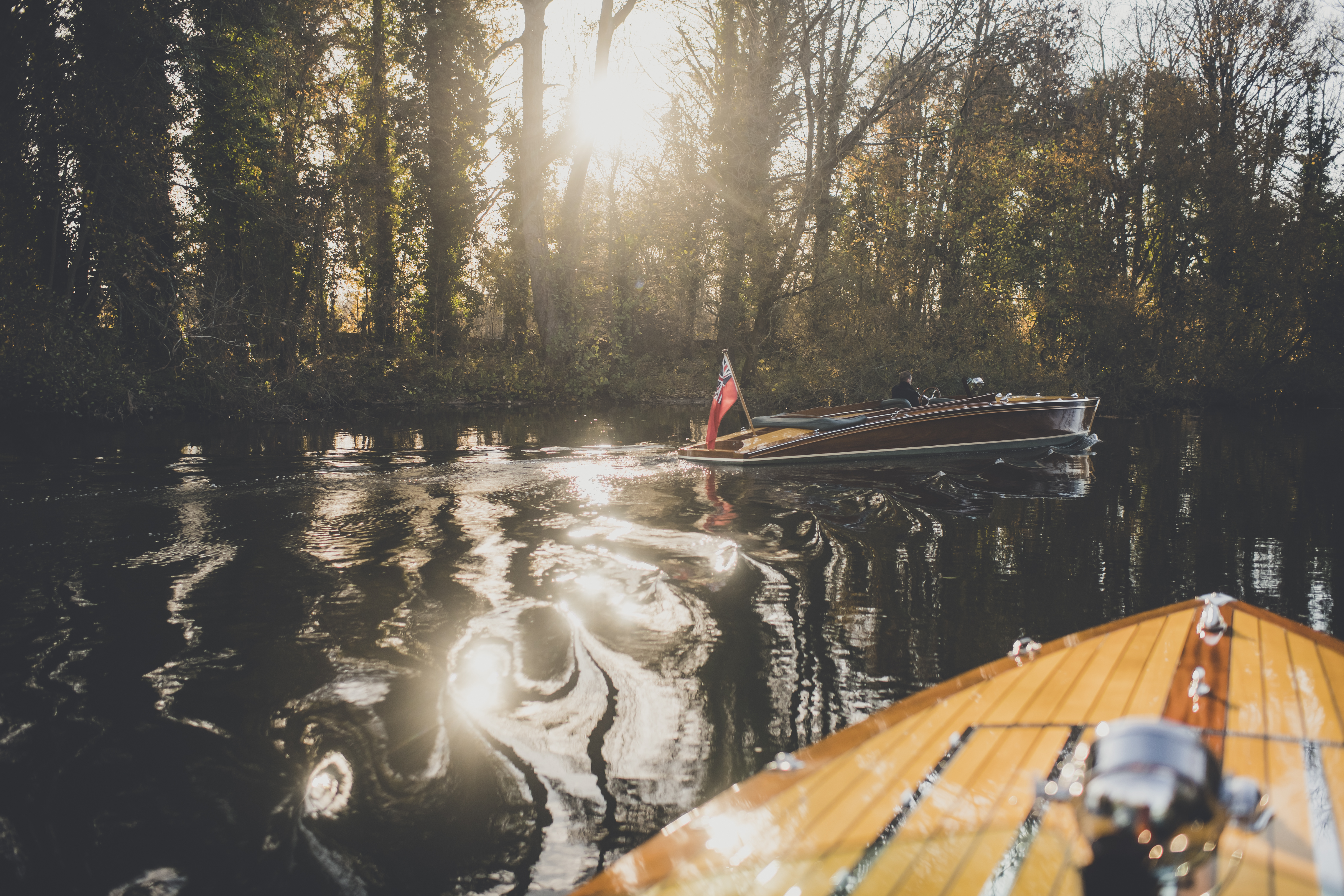 Slipper launch for sale, Freebody Slipstream slipper launch on river in sunset