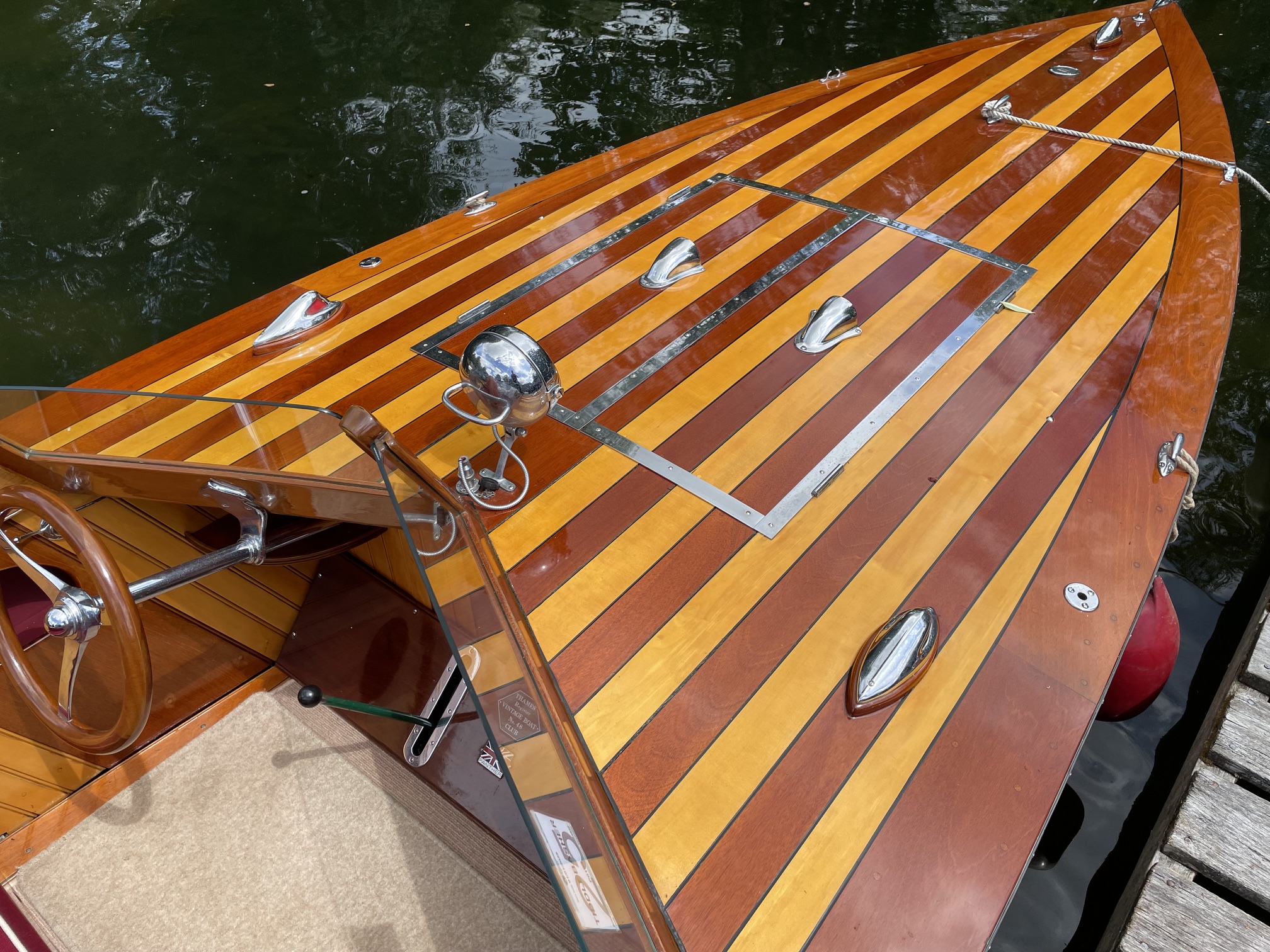 mahogany and obeche decking on slipper launch