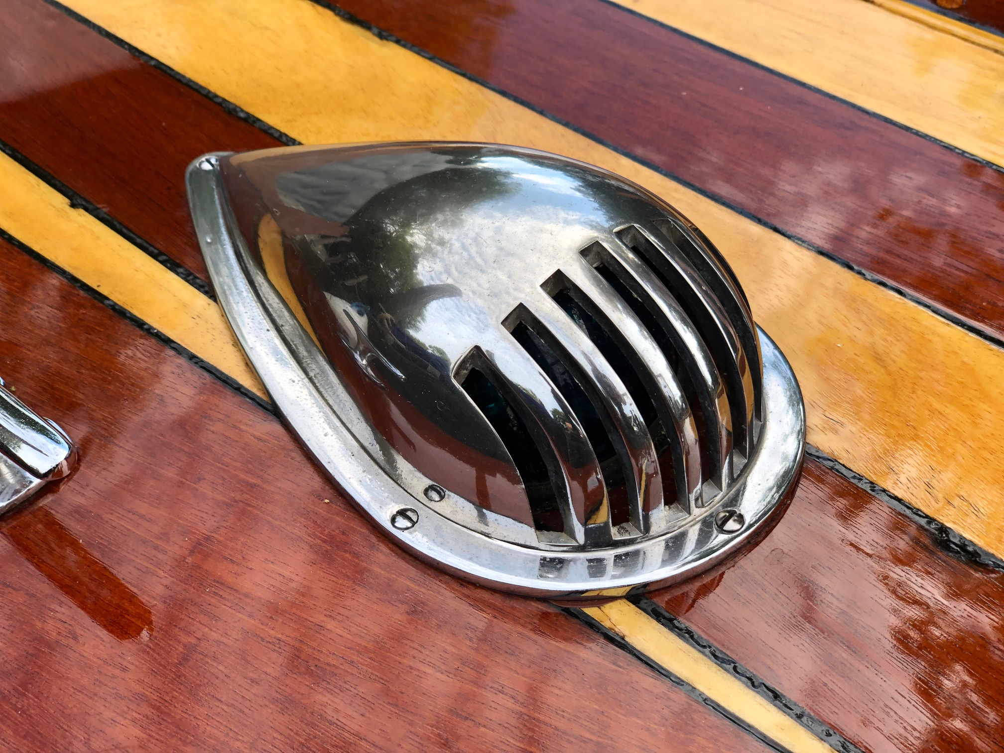 Andrews slipper launch for sale, detail of chrome engine hatch vent