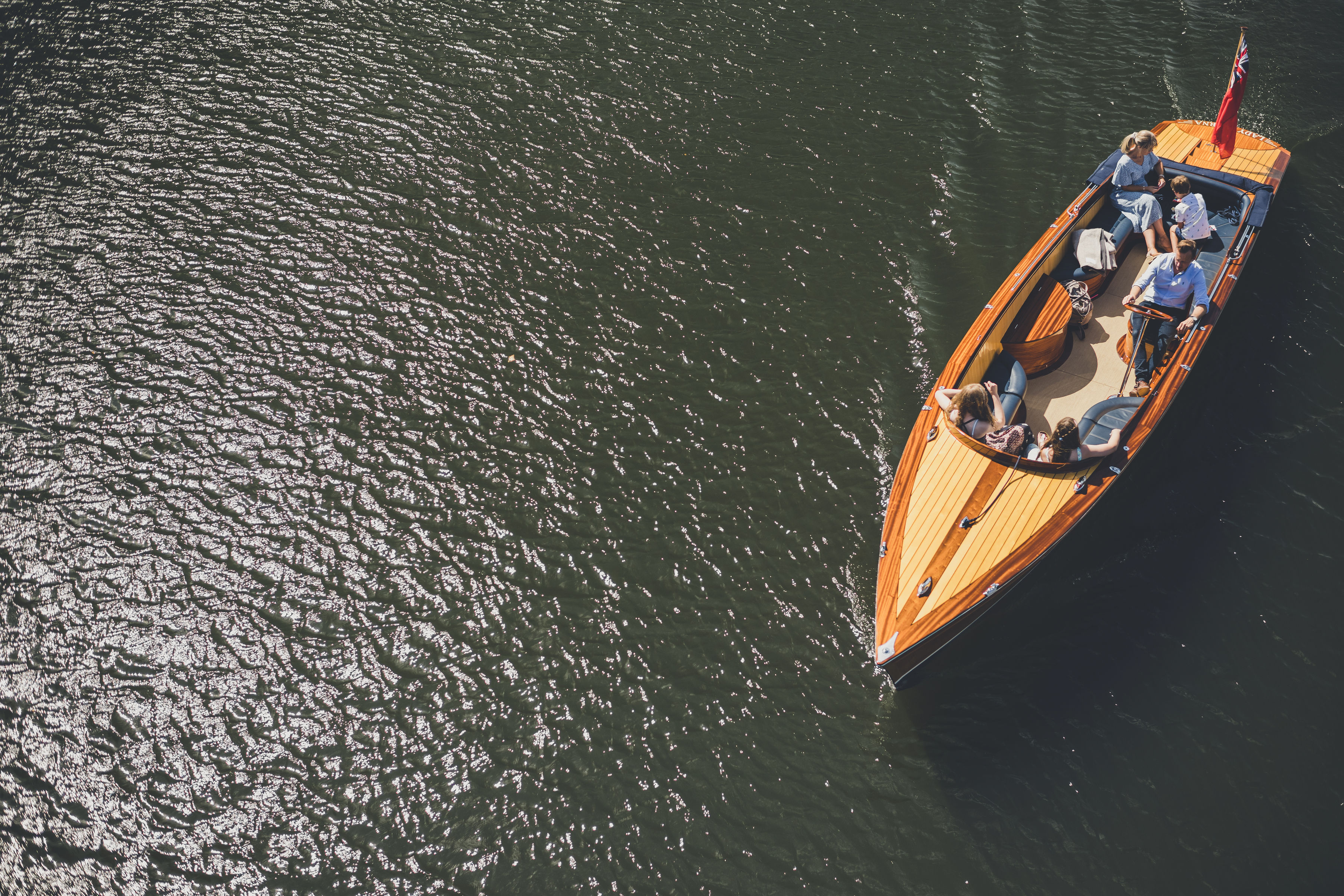 Classic boats for sale, overhead view of Freebody Silhouette slipper launch 