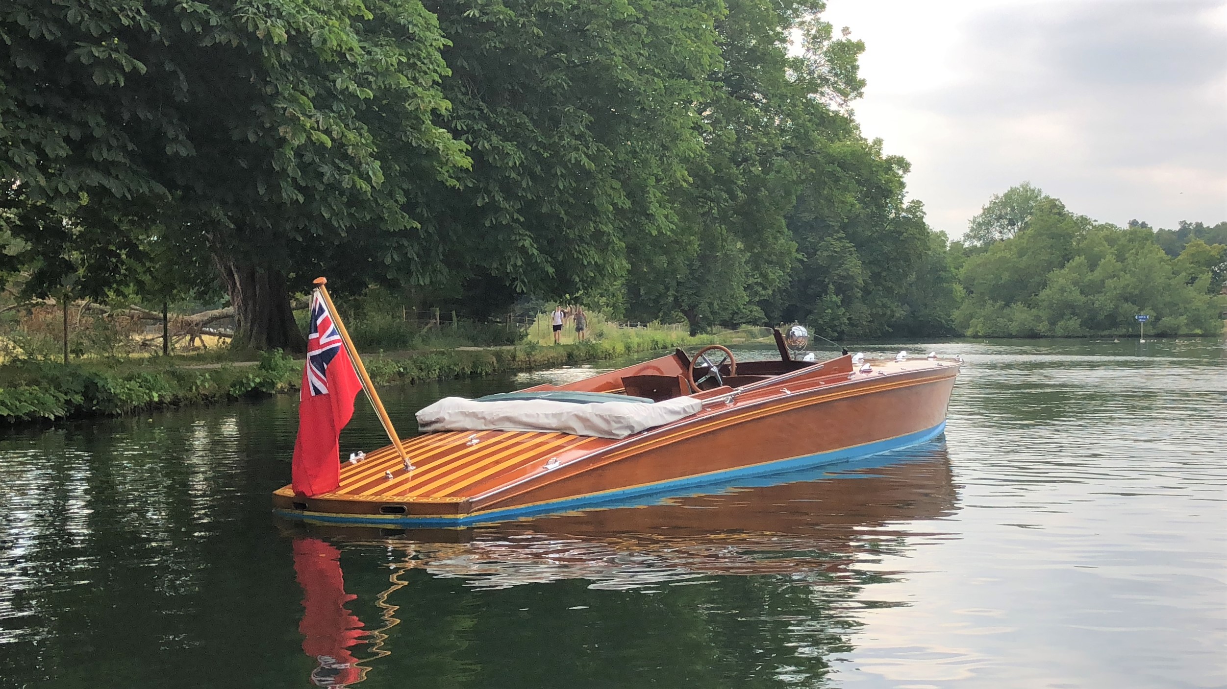 Slipper launch for sale, moored up on river Thames