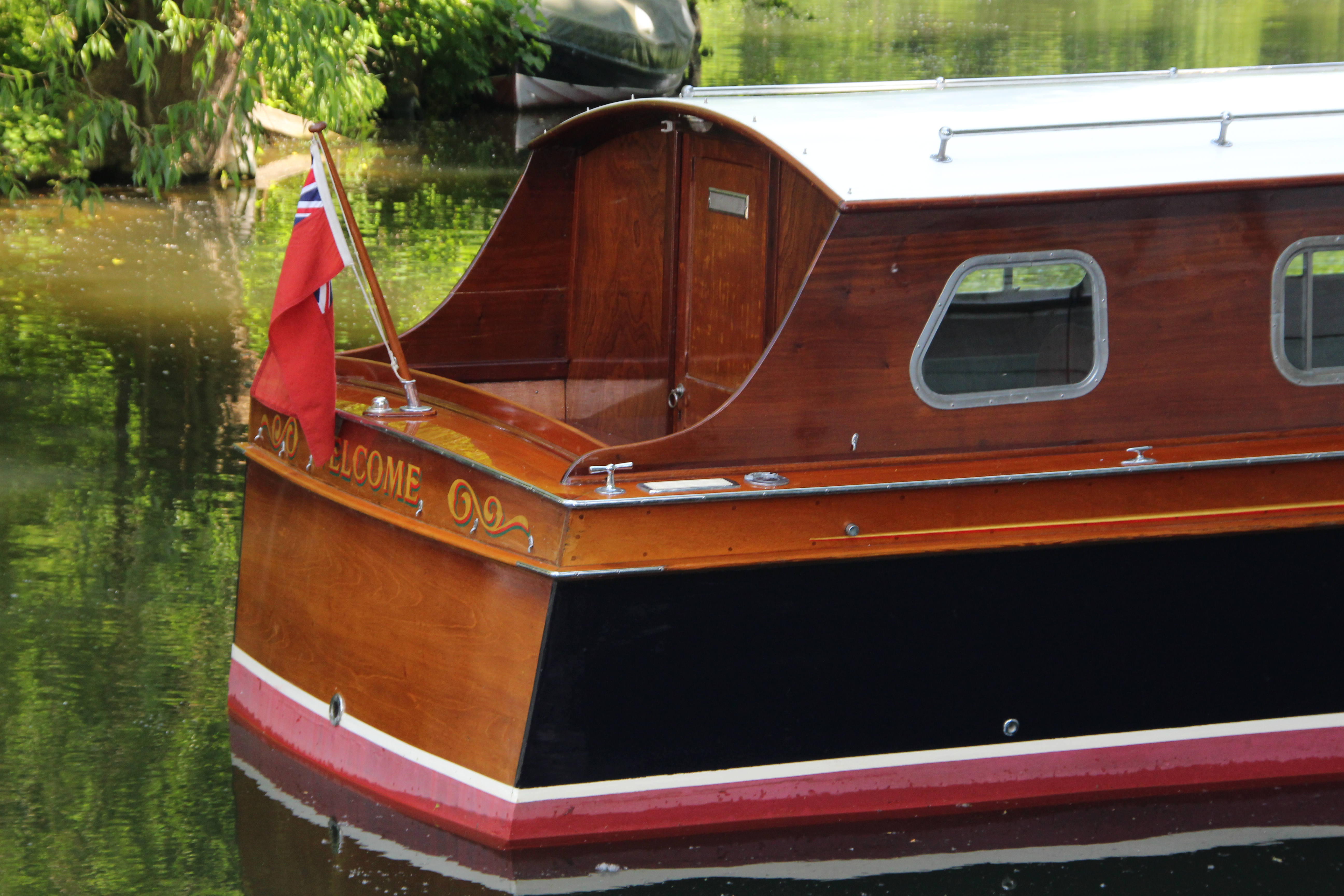 Andrews Day Launch for sale, detail showing stern and aft cockpit area