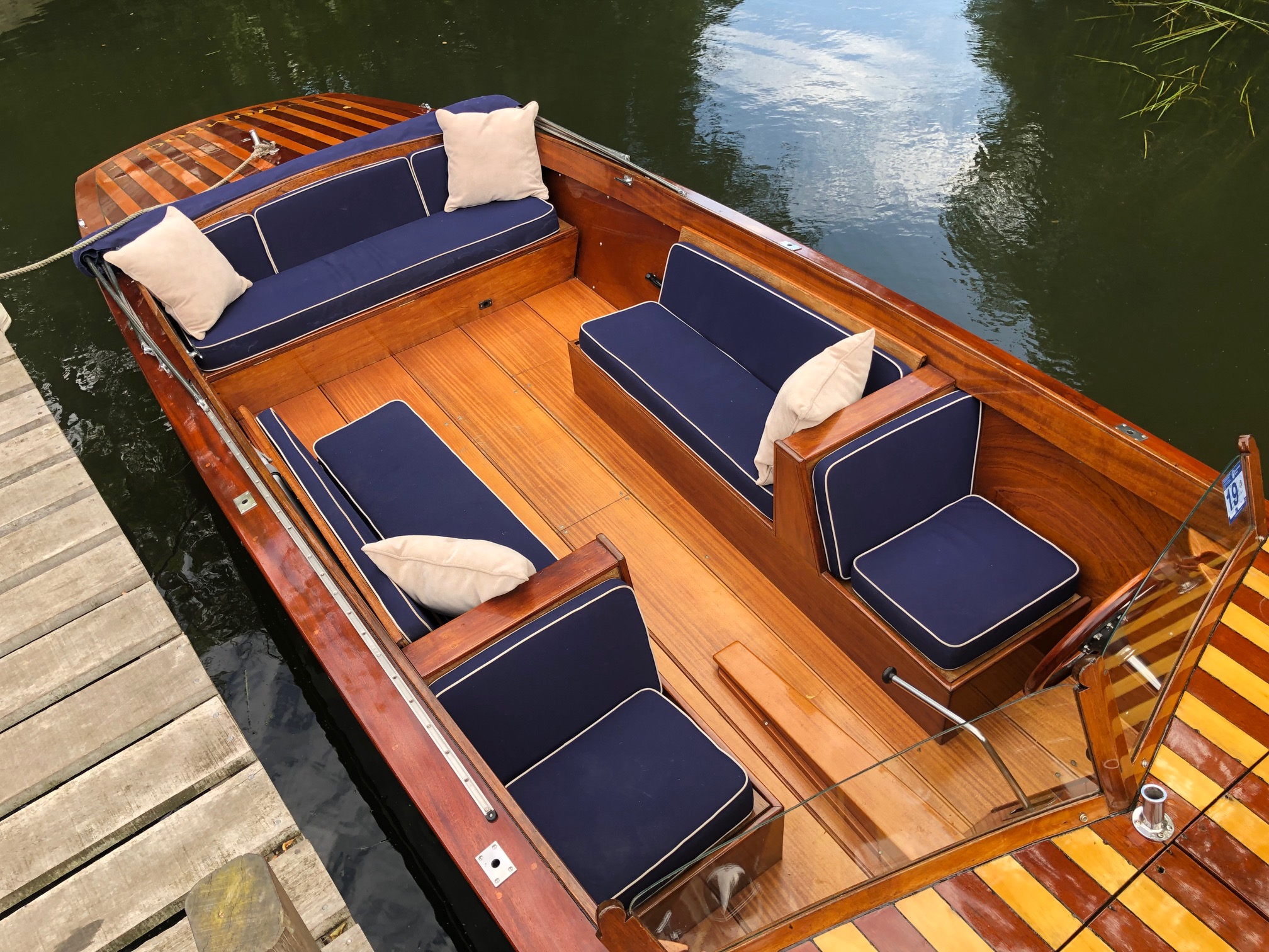 Andrews slipper launch for sale, overview showing cockpit layout and seating