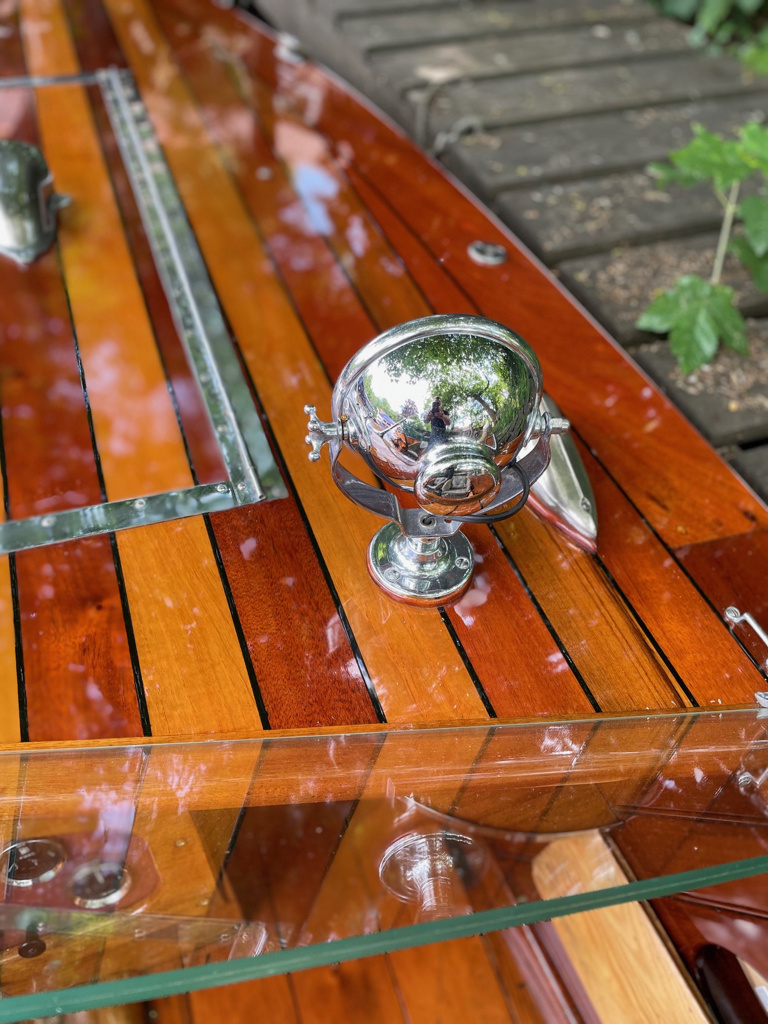 Slipper launch for sale, spotlight and forward deck