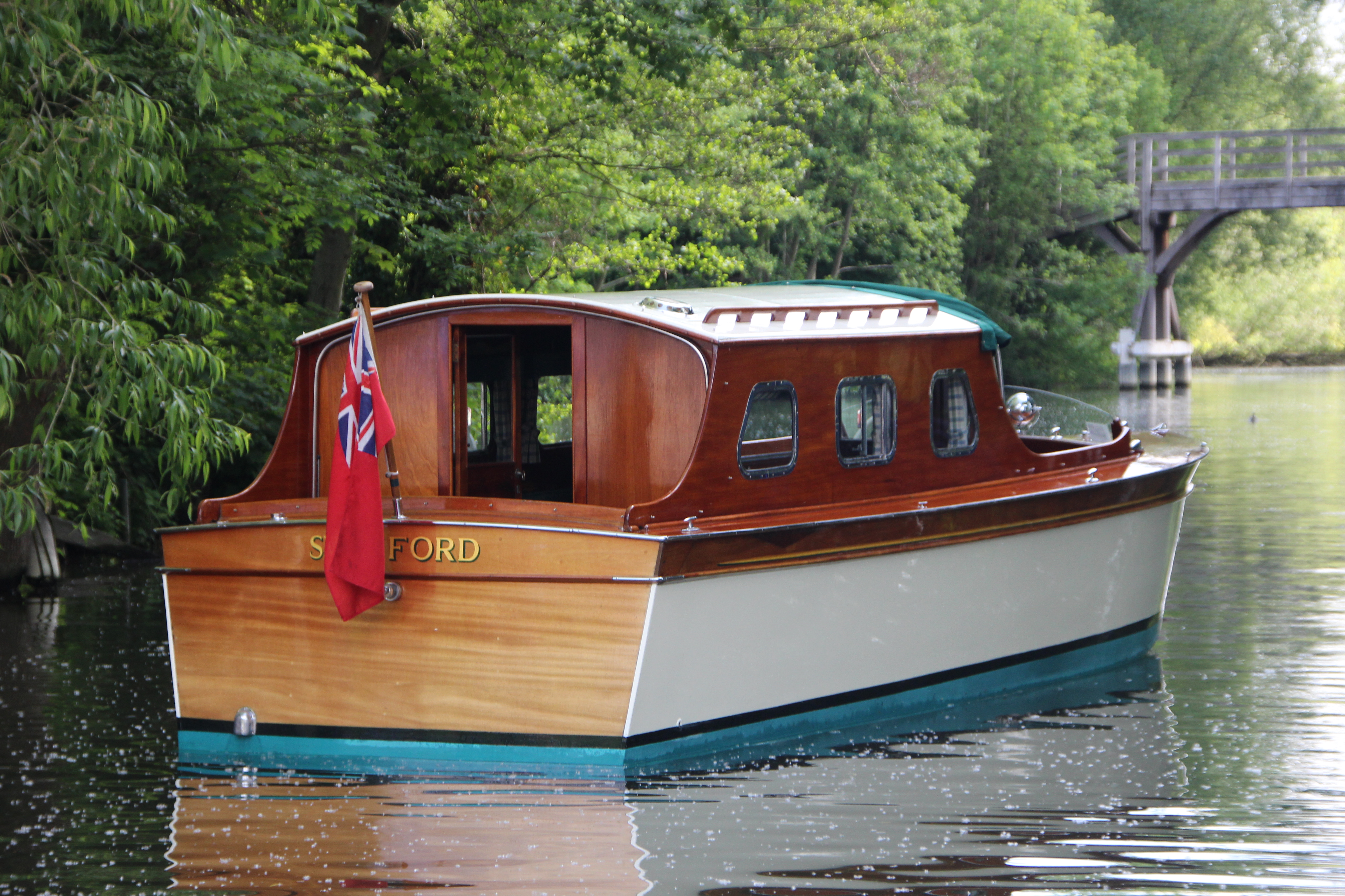 Andrews cabin boat for sale, rear view of transom 