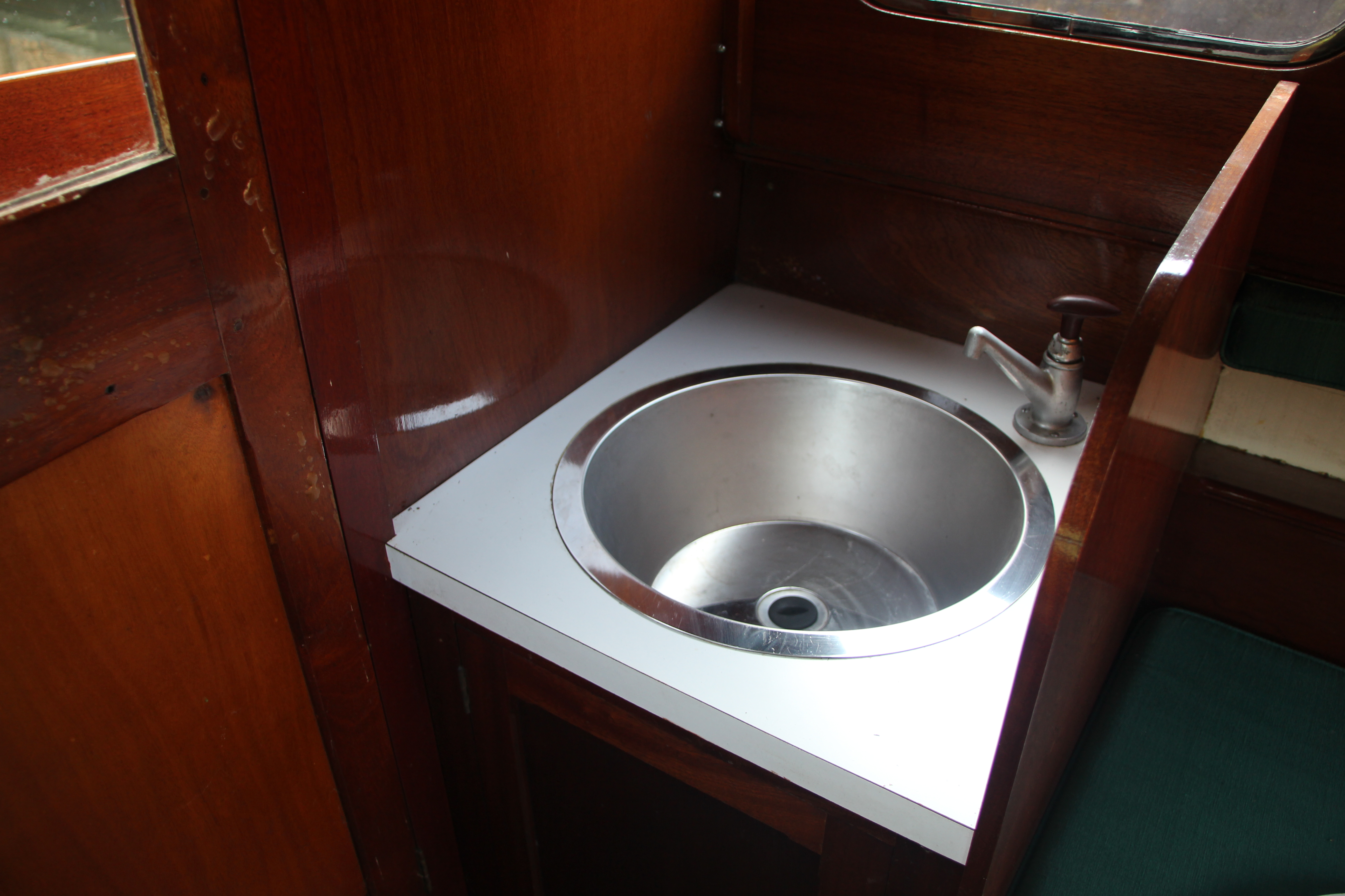Andrews cabin boat for sale, sink detail 