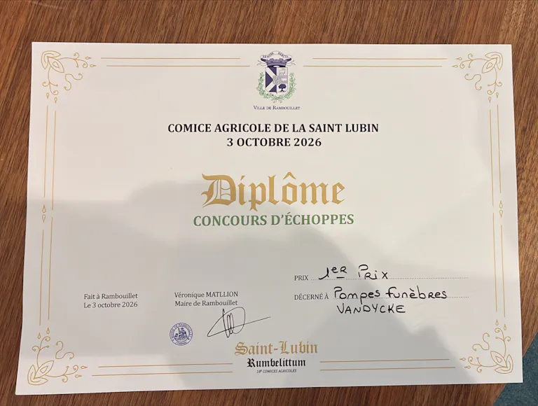 Diplôme du concours de la Saint-Lubin 2026 à Rambouillet