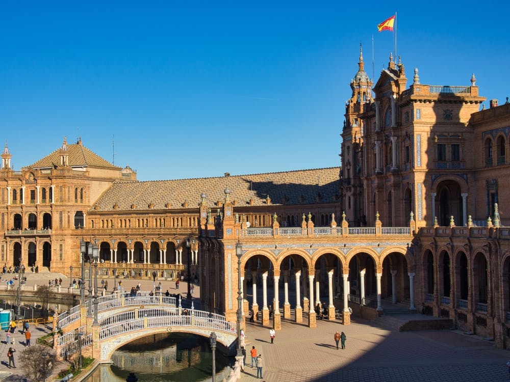 Fota da Praça da Espanha em Sevilla.