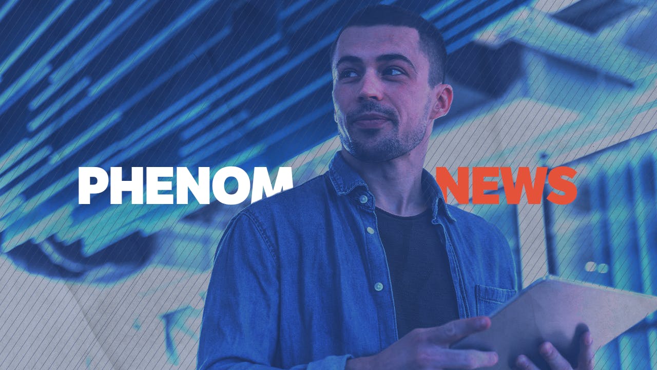 Arte com o título "Phenom News" e um homem de negócios.