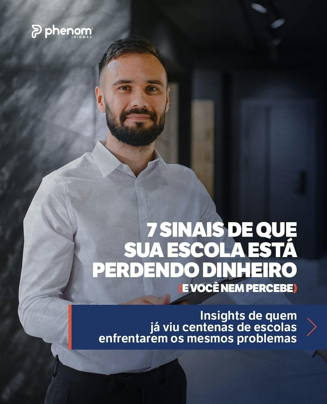 Capa de um post do instagram da Phenom Franchising com um homem usando uma camisa social.