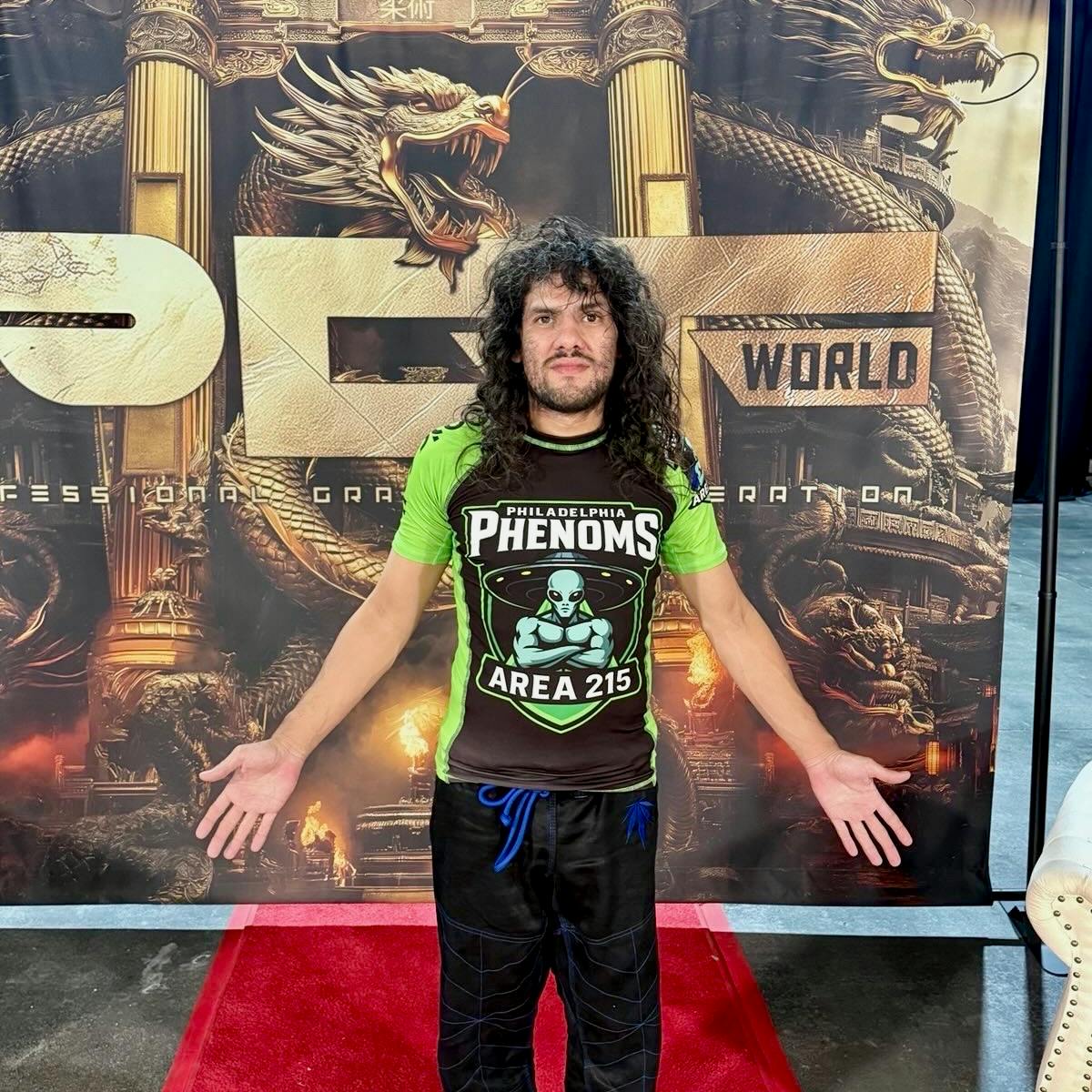 Philly Phenoms Area 215 Green and Gray Rash guard.