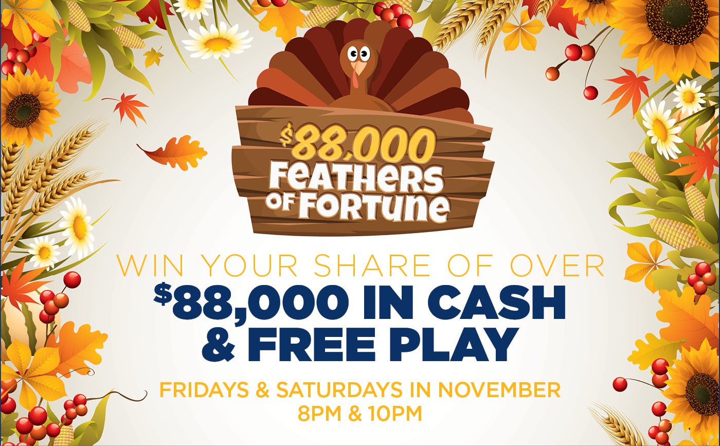 Feathers of Fortune November Promotion Rivers Casino Philadelphia Win Free Play Cash Giveaway