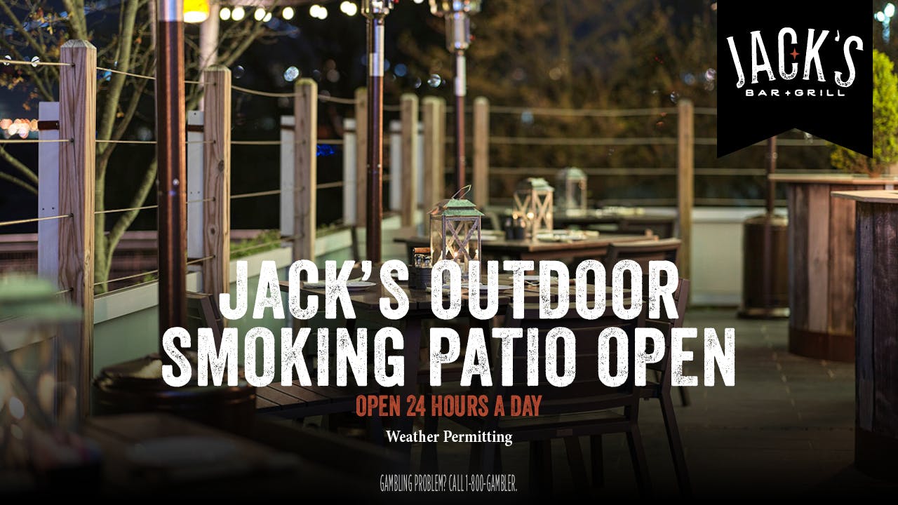 Jack's Bar + Grill outdoor smoking patio now open at Rivers Casino Philadelphia 