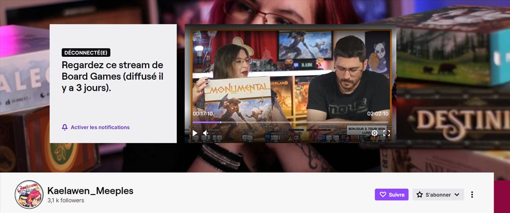 La chaîne Twitch Kaelawen et les Meeples