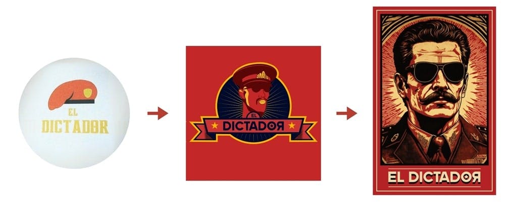 L'évolution du logo du jeu de société El Dictador