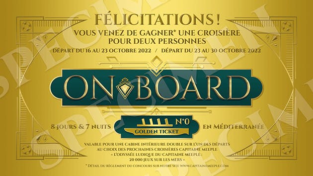 Le golden ticket présent dans les boîtes du jeu On Board