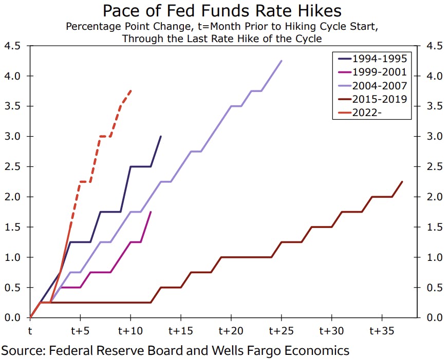 Pace of Fed Funds rate Hike | Source: Wells Fargo
