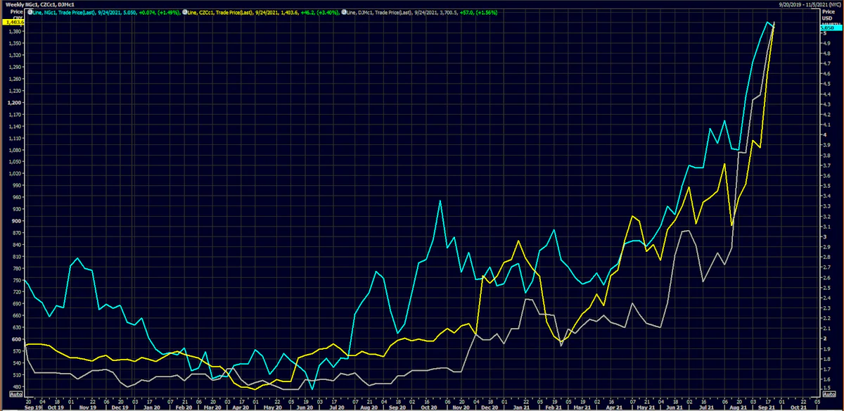 Henry Hub Natural Gas, Thermal Coal and Coking Coal All Up Together Ahead Of Winter | Source: Refinitiv