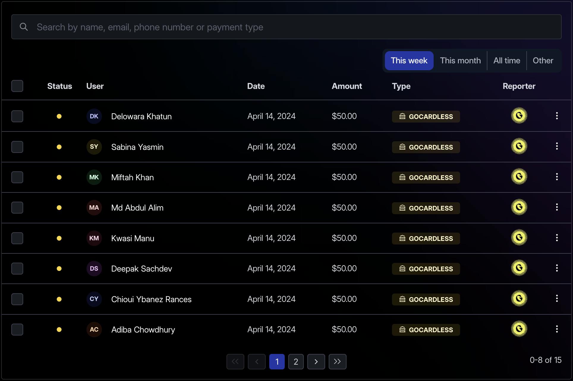 direct debit payments