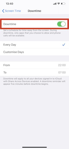 how to activate downtime