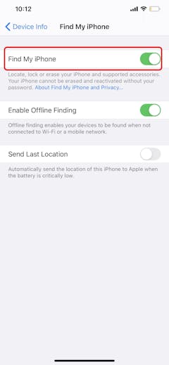 iPhone Remove From Find My iPhone Settings