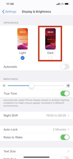 how to activate dark mode