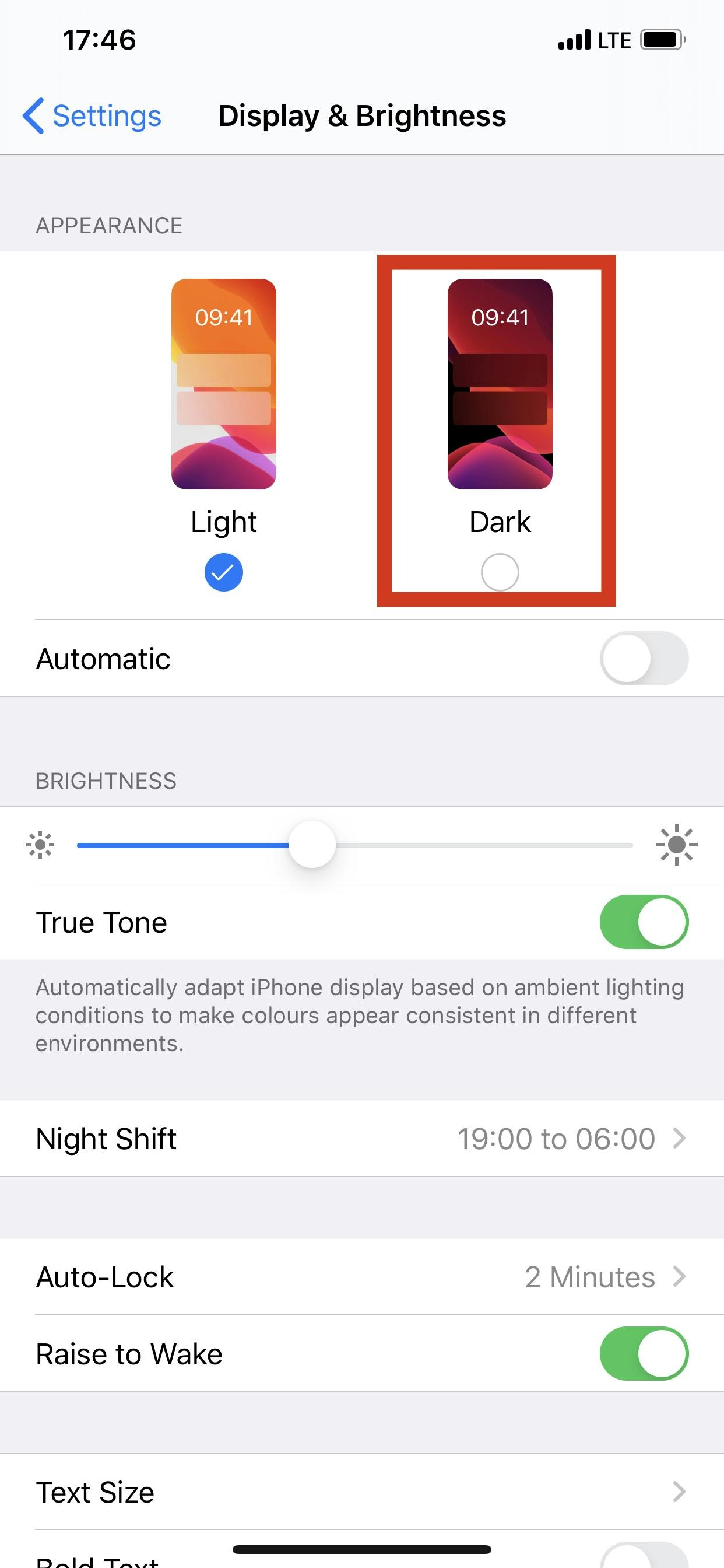 how to activate dark mode